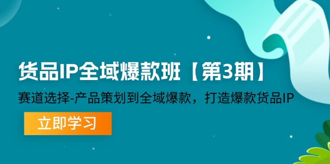 货品IP全域爆款班【第3期】赛道选择、产品策划到全域爆款，打造爆款货品IP-佳佳云创网