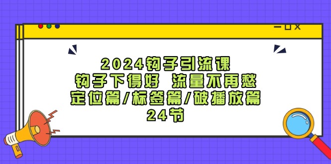 （12097期）2024钩子·引流课：钩子下得好 流量不再愁，定位篇/标签篇/破播放篇/24节-佳佳云创网