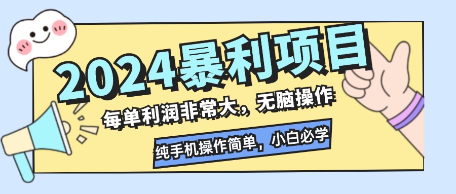 （12130期）2024暴利项目，每单利润非常大，无脑操作，纯手机操作简单，小白必学项目-佳佳云创网