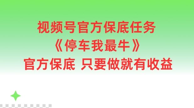 视频号官方保底任务，停车我最牛，官方保底只要做就有收益【揭秘】-佳佳云创网