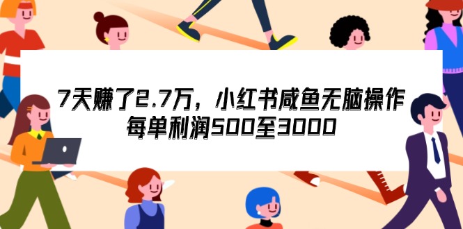 （12192期）7天收了2.7万，小红书咸鱼无脑操作，每单利润500至3000-佳佳云创网