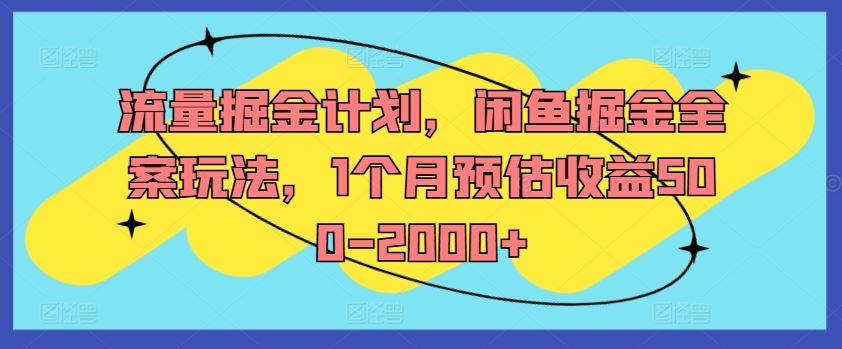 流量掘金计划，闲鱼掘金全案玩法，1个月预估收益500-2000+-佳佳云创网
