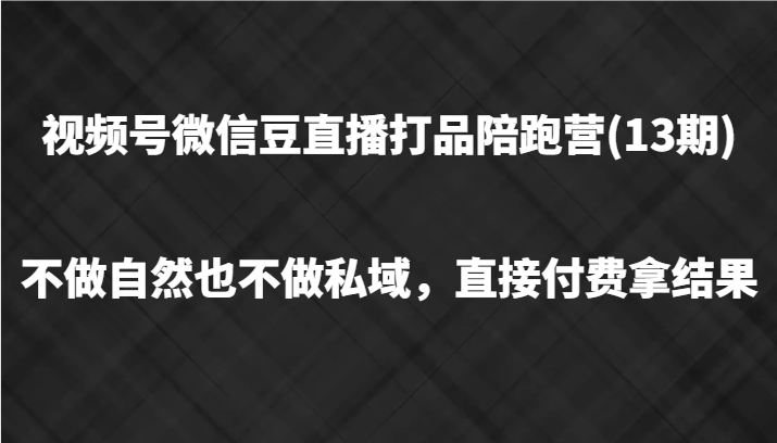 视频号微信豆直播打品陪跑(13期)，不做不自然流不做私域，直接付费拿结果-佳佳云创网