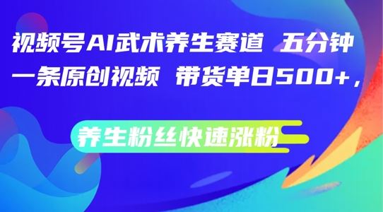 视频号AI武术养生赛道，五分钟一条原创视频，带货单日几张，养生粉丝快速涨粉【揭秘】-佳佳云创网