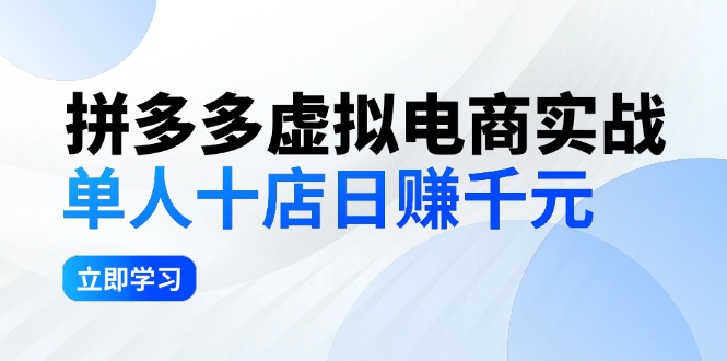 （12326期）拼多多虚拟电商实战：单人10店日赚千元，深耕老项目，稳定盈利不求风口-佳佳云创网