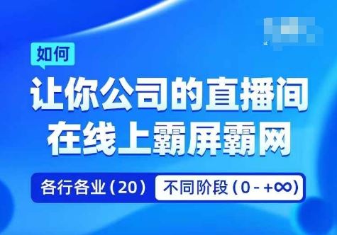 企业矩阵直播霸屏实操课，让你公司的直播间在线上霸屏霸网-佳佳云创网