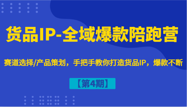 货品IP-全域爆款陪跑营【第4期】赛道选择/产品策划，手把手教你打造货品IP，爆款不断-佳佳云创网