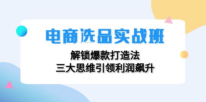 （12398期）电商选品实战班：解锁爆款打造法，三大思维引领利润飙升-佳佳云创网