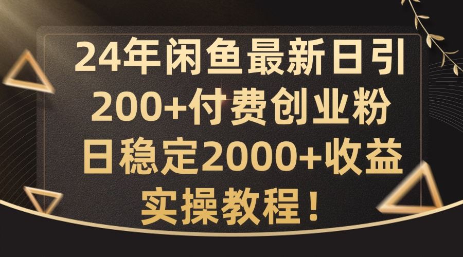 24年闲鱼最新日引200+付费创业粉日稳2000+收益，实操教程【揭秘】-佳佳云创网