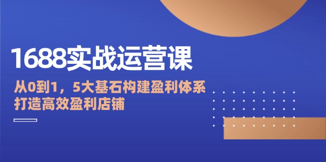 （12482期）1688实战运营课：从0到1，5大基石构建盈利体系，打造高效盈利店铺-佳佳云创网