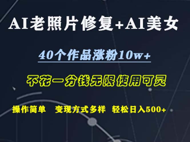 （12489期）AI老照片修复+AI美女玩发  40个作品涨粉10w+  不花一分钱使用可灵  操…-佳佳云创网