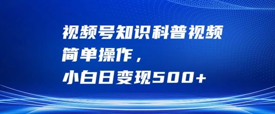 视频号知识科普视频，简单操作，小白日变现500+【揭秘】-佳佳云创网