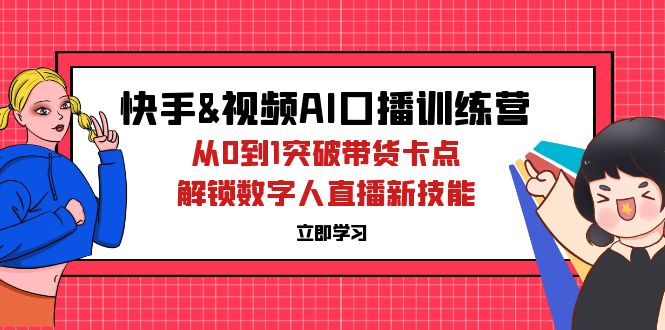 （12665期）快手&视频号AI口播特训营：从0到1突破带货卡点，解锁数字人直播新技能-佳佳云创网