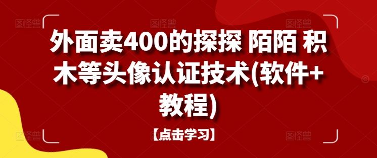 外面卖400的探探 陌陌 积木等头像认证技术(软件+教程)-佳佳云创网