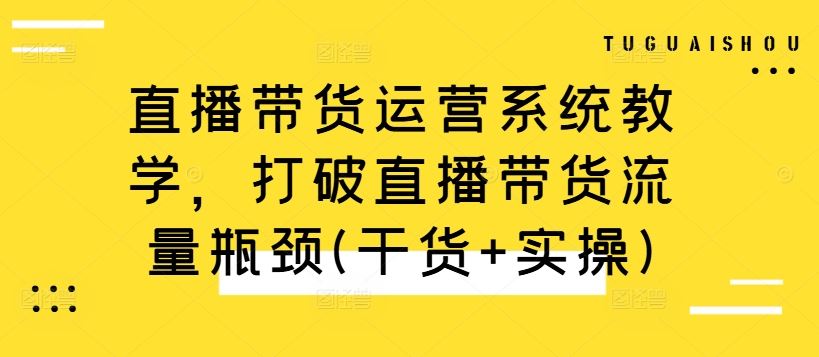 直播带货运营系统教学，打破直播带货流量瓶颈(干货+实操)-佳佳云创网