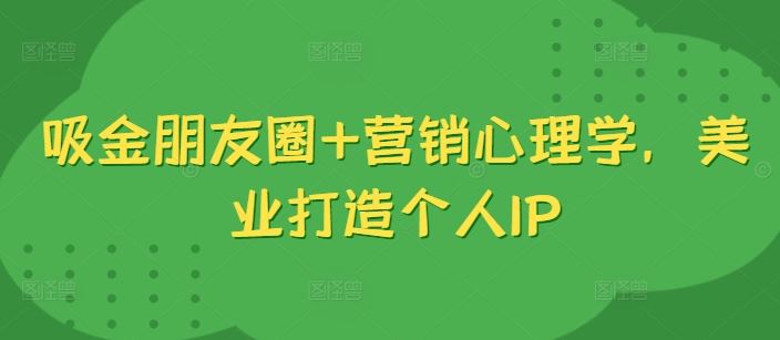 吸金朋友圈+营销心理学，美业打造个人IP-佳佳云创网