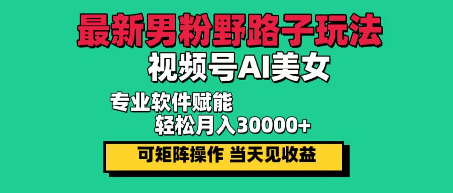 （12909期）最新男粉野路子玩法，视频号AI美女，当天见收益，轻松月入30000＋-佳佳云创网