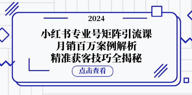 小红书专业号矩阵引流课，月销百万案例解析，精准获客技巧全揭秘-佳佳云创网