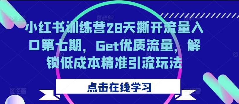 小红书训练营28天撕开流量入口第七期，Get优质流量，解锁低成本精准引流玩法-佳佳云创网