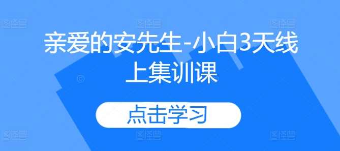 亲爱的安先生-小白3天线上集训课-佳佳云创网