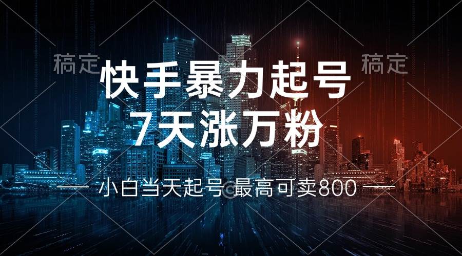 （13142期）快手暴力起号，7天涨万粉，小白当天起号 多种变现方式，账号回收，单月…-佳佳云创网