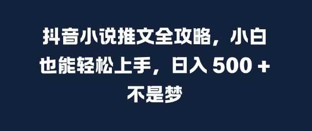 抖音小说推文全攻略，小白也能轻松上手，日入 5张+ 不是梦【揭秘】-佳佳云创网