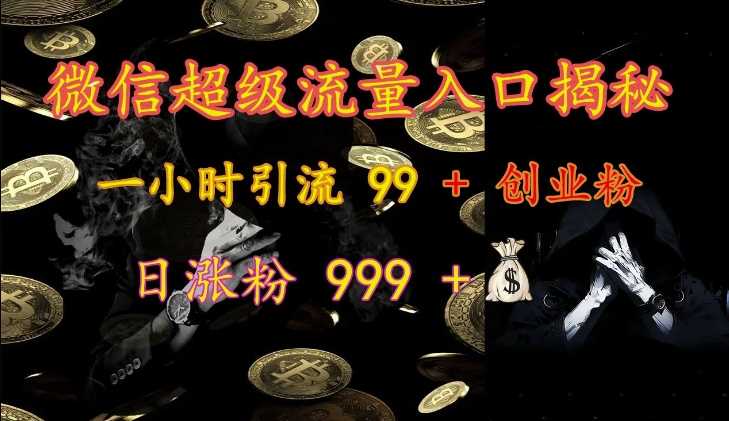 微信超级流量入口揭秘：一小时引流 99 + 创业粉，日涨粉 999 +-佳佳云创网