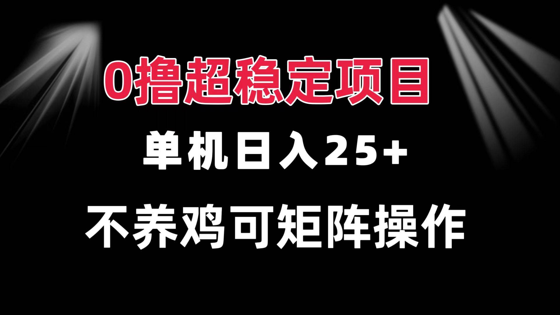 （13355期）0撸项目 单机日入25+ 可批量操作 无需养鸡 长期稳定 做了就有-佳佳云创网