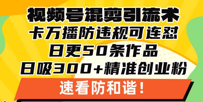 （13400期）视频号混剪引流技术，500万播放引流17000创业粉，操作简单当天学会-佳佳云创网