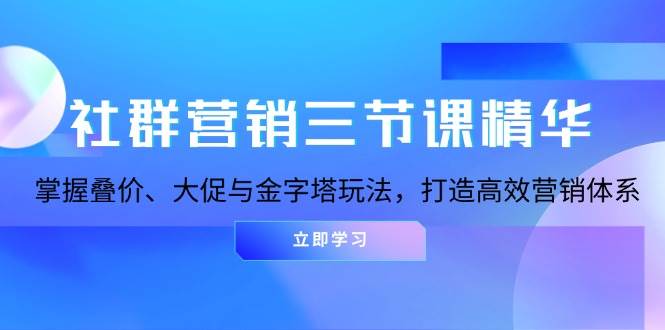 社群营销三节课精华：掌握叠价、大促与金字塔玩法，打造高效营销体系-佳佳云创网