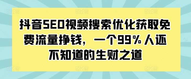 抖音SEO视频搜索优化获取免费流量挣钱，一个99%人还不知道的生财之道-佳佳云创网