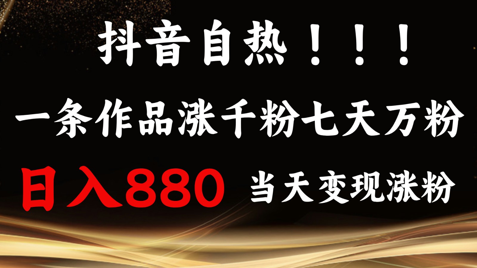 抖音小红书自热，一条作品1000粉，7天万粉，单日变现880收益-佳佳云创网