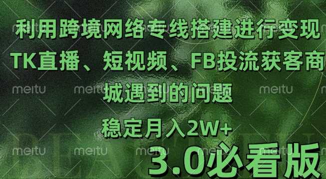 利用跨境电商网络及搭建TK直播、短视频、FB投流获客以及商城遇到的问题进行变现3.0必看版【揭秘】-佳佳云创网