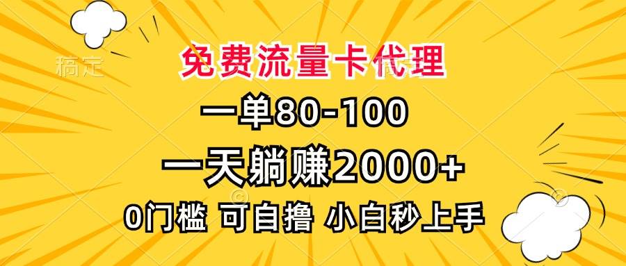 （13551期）一单80，免费流量卡代理，一天躺赚2000+，0门槛，小白也能轻松上手-佳佳云创网
