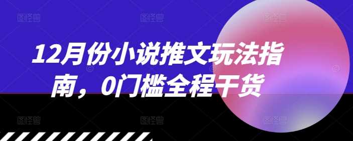 12月份小说推文玩法指南，0门槛全程干货-佳佳云创网