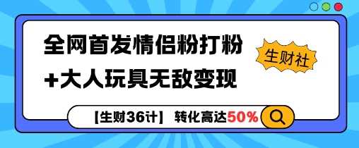 【生财36计】全网首发情侣粉打粉+大人玩具无敌变现-佳佳云创网