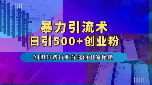 暴力引流术，专业知识付费行业首选的引流秘籍，一天暴流500+创业粉，五个手机流量接不完!-佳佳云创网