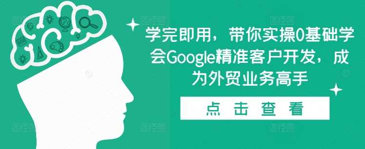 学完即用，带你实操0基础学会Google精准客户开发，成为外贸业务高手-佳佳云创网