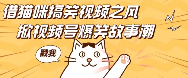 借猫咪搞笑视频之风，掀视频号爆笑故事潮，轻松日入四位数，无门槛快速入门!-佳佳云创网