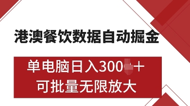 港澳餐饮数据全自动掘金，单电脑日入多张, 可矩阵批量无限操作【揭秘】-佳佳云创网