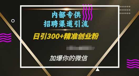 内部招聘渠道日引流300+创业粉，加爆你的微信【揭秘】-佳佳云创网
