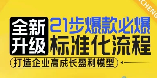 21步爆款必爆标准化流程，全新升级，打造企业高成长盈利模型-佳佳云创网
