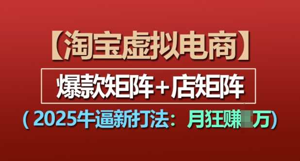 淘宝虚拟电商，2025牛逼新打法：爆款矩阵+店矩阵，月入过万-佳佳云创网
