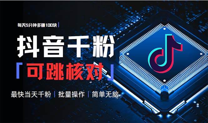（13704期）抖音跳核对涨千粉，每天5分钟多赚100元，可批量操作，简单无脑有手就行-佳佳云创网