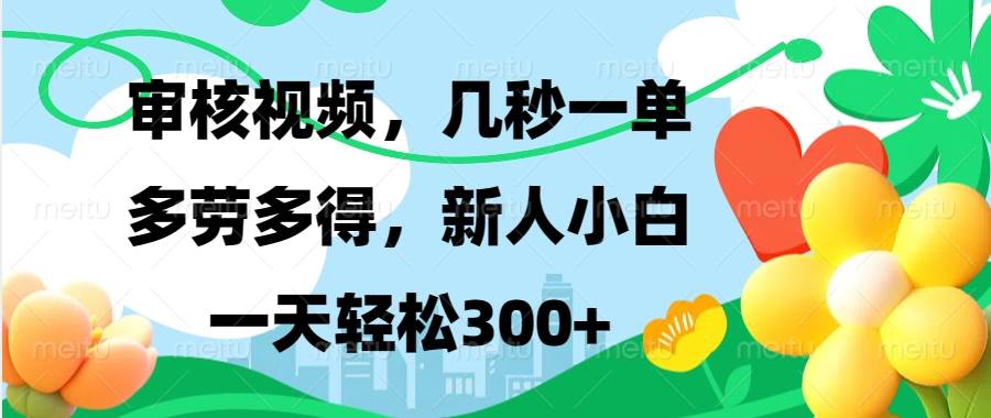 （13719期）视频审核，新手可做，多劳多得，新人小白一天轻松300+-佳佳云创网