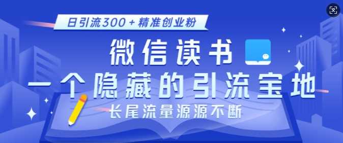 微信读书，一个隐藏的引流宝地，不为人知的小众打法，日引流300+精准创业粉，长尾流量源源不断-佳佳云创网