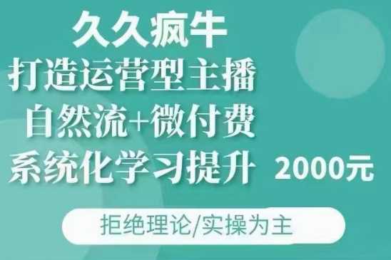久久疯牛·自然流+微付费(12月23更新)打造运营型主播，包11月+12月-佳佳云创网
