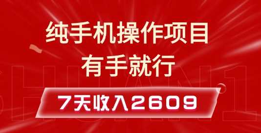 纯手机操作的小项目，有手就能做，7天收入2609+实操教程【揭秘】-佳佳云创网
