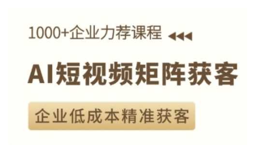 AI短视频矩阵获客实操课，企业低成本精准获客-佳佳云创网