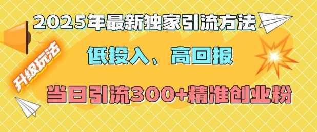 2025年最新独家引流方法，低投入高回报？当日引流300+精准创业粉-佳佳云创网